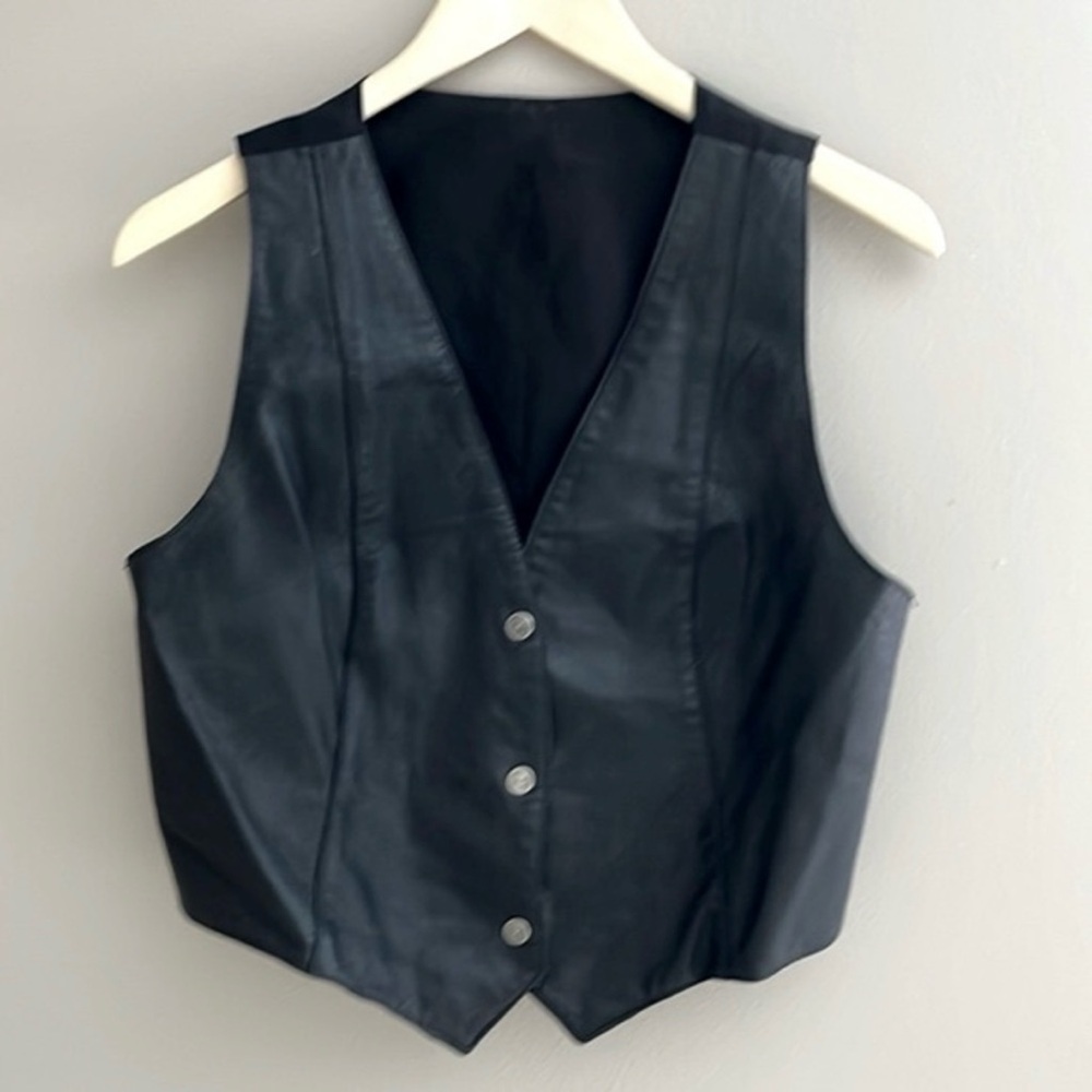 Vtg Wilson’s Leather Vest Women’s Black Size Approx. S/M‎